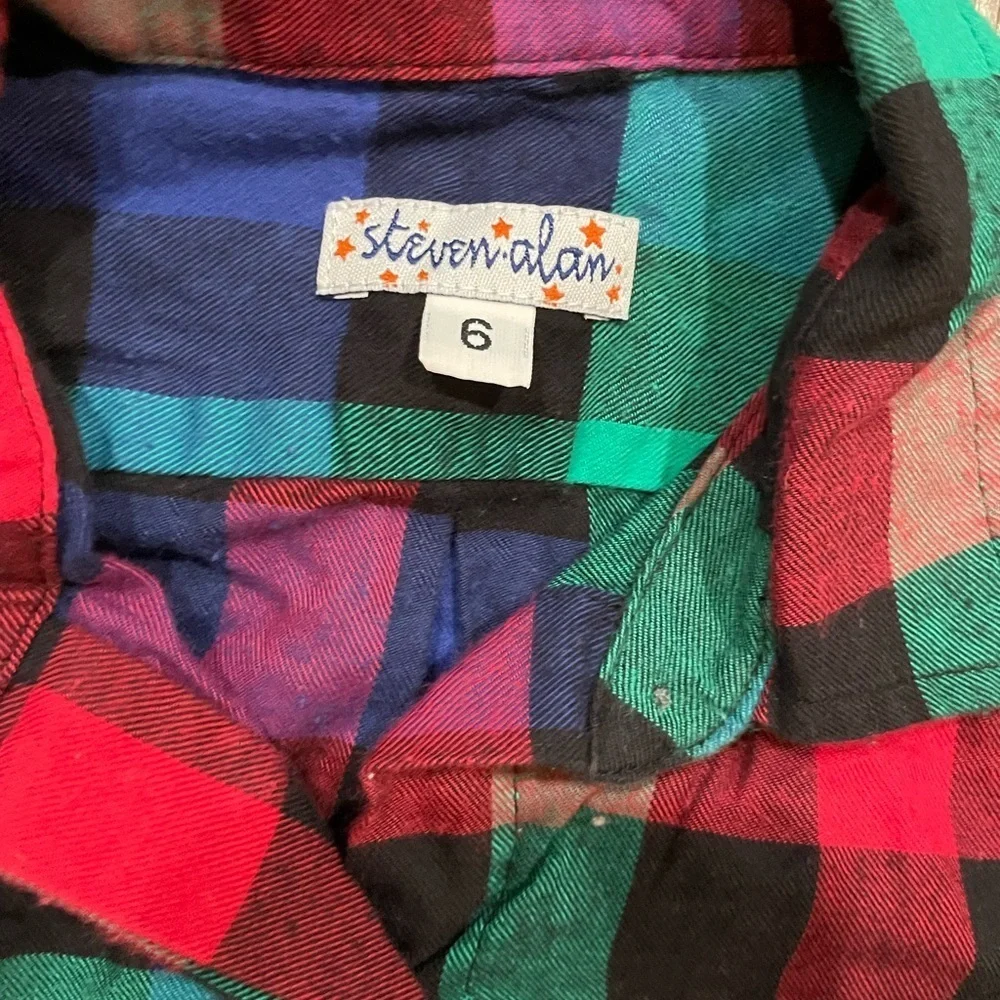 Steven Alan beautiful plaid shirt dress with tie size 6